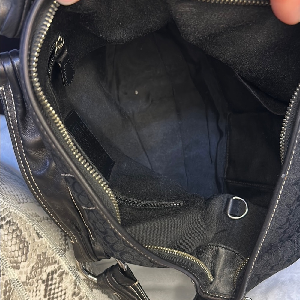 Coach Black and White Signature Shoulder Bag - Picture 9 of 10